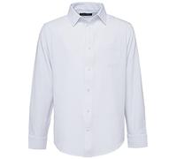 Nautica Chemise Oxford boutonnée à Manches Longues pour Uniforme Scolaire Bas, Blanc, XL Homme