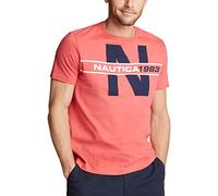 Nautica Short Sleeve 100% Cotton Classic Logo Series Graphic Tee Polo, Rouge Marin, M Homme