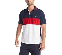 Nautica Short Sleeve 100% Cotton Pique Color Block Polo Shirt, Bleu Marine, XL Homme