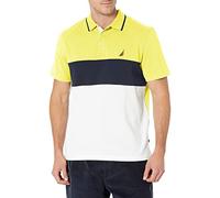 Nautica Short Sleeve 100% Cotton Pique Color Block Polo Shirt, Jaune Vif, XL Homme