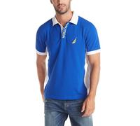 Nautica Short Sleeve Color Block Performance Pique Polo Shirt, Cobalt Lumineux, M Homme