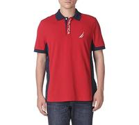 Nautica Polo piqué Performance à Manches Courtes Color Block Rouge, XXL Homme
