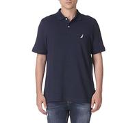 Nautica Short Sleeve Solid Cotton Pique Polo Shirt, Bleu Marine uni, L Homme