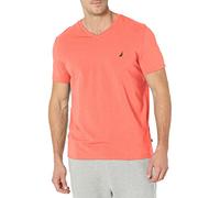Nautica Short Sleeve Solid Slim Fit V-Neck T-Shirt, Dreamy Coral, L Homme