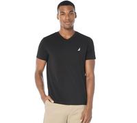 Nautica Short Sleeve Solid Slim Fit V-Neck T-Shirt, Noir véritable, Taille L Homme