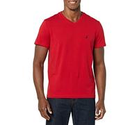 Nautica Short Sleeve Solid Slim Fit V-Neck T-Shirt, Rouge, M Homme