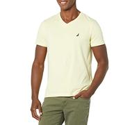 Nautica Short Sleeve Solid Slim Fit V-Neck T-Shirt, Vanille française, Large Homme