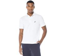 Nautica Short Sleeve Solid Stretch Cotton Pique Polo Shirt, Blanc Brillant, S Homme