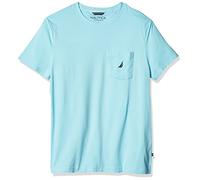 Nautica T-Shirt à col Rond Solide pour Homme, Manches Courtes, Poche, Bleu Clair., XL
