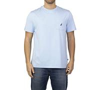 Nautica T-Shirt à col Rond Solide pour Homme, Manches Courtes, Poche, Noon Blue (Bleu Lune), 3XL