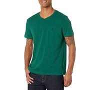 Nautica T- Shirt uni à Manches Courtes et col en V, Vert pin, L Homme