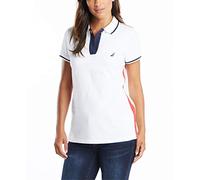Nautica Toggle Accent Polo à Manches Courtes en Coton Extensible Doux, Blanc Brillant, XXL Femme