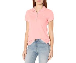 Nautica Women's 5-Button Short Sleeve Breathable 100% Cotton Polo Shirt