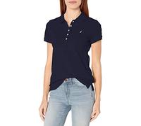 Nautica Women's 5-Button Short Sleeve Breathable 100% Cotton Polo Shirt, Navy, Small