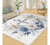 Nautical Anchor Tapis 240x300cm, Nautical Theme Tapis for Living Room