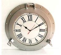 Nautical Collection Store Vintage Navigation Marine Argent Navire hublot Horloge Navire fenêtre Horloge Murale décorative pour la Maison