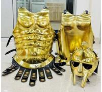 Nautical Replica Hub 300 Spartan Muscle Jacket with Soldat Maximus Gladiator Helmet Halloween Knight Cosplay Costumes Medieval Grec 300 Film Armor pour LARP, cosplay, Halloween et cadeau de collection