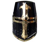 Nautical Replica Hub - Casque de chevalier templier médiéval en acier noir pour adulte unisex, taille unique, pour costume d'Halloween, 1.72 kg, 20.3 x 22.9 x 34.3 cm