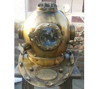 Nautical Replica Hub - Casque de plongée antique style laiton bleu marine, taille 42 x 36 x 42 cm, pour décoration d'intérieur et de bureau, pour adultes unisexes