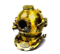 Nautical Replica Hub Casque de plongée sous-marine US Mark V en acier massif ancien Jaune 45,7 cm