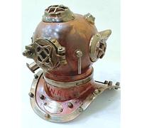 Nautical Replica Hub Casque de plongée U.S Mark V en Acier Massif cuivré Vieilli 15,2 cm
