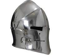 Casque de Barbuta Mede'Knight - Pour Halloween, chevaliers, templiers, croisés, armure romaine - Finition argentée