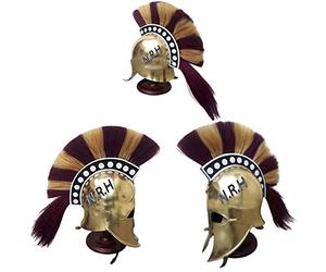 Nautical Replica Hub Casque médiéval grec corinthien armure avec plume naturelle costume spartiate chevalier avec support en bois