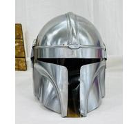 Nautical Replica Hub Design Handicraft Casque mandalorien en acier - Casque médiéval SCA pour costume d'Halloween et jeu de rôle - Argenté