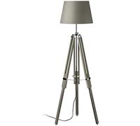 Nautical Replica Hub Lampadaire trépied moderne en bois gris pour salon, chambre à coucher, studio (sans abat-jour)