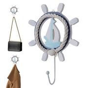 Nautical Wall Hooks - Maritime anchors Coat & Hat Holder | Oceanic Rustic Seaside Hook Rack | Coastal Shell - Inspired Vessel Hook Set for Towels Aprons Pot-holders | Driftwood Beach Theme Decor