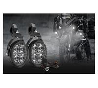 NAUTIG Phare Avant Feu Travail LED Blanc/jaune 4,5 Pouces Pour Moto Camion Tout-terrain UTV Feux Conduite Super Lumineux Phares(D035 Bracket)
