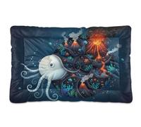 Nautilus Collage de tranchée en mer profonde (1) Lit lavable pour chien doux et antidérapant pour chiens de taille moyenne/grande 91,4 x 61 cm