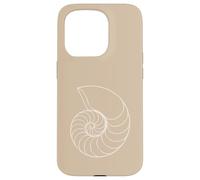 Nautilus Minimalist Shell Line Art Ocean Beige Coque pour iPhone 15 Pro