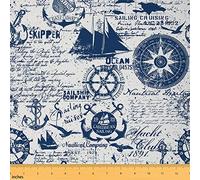 Nautique Outdoor Tissus au metre, ancre marine Vintage boussole Tissus 92x150cm chaise, aventure marine Tissus Home DIY Project couture, bleu marine