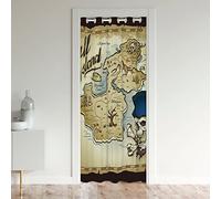 Nautique Rideau de Porte 106x203cm Mer Rideaux Interieur Salon Chambre Marine Pirate L'été Vacances Map Jaune Rideau Occultant Décoration Rideaux Exterieur d'entrée