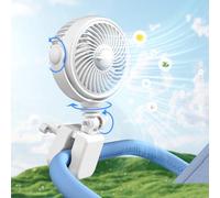 Nauttxon Ventilateur de poussette à clipser pour bébé rechargeable - Ventilateur portable à piles USB pour poussette, berceau, vélo, plage, voyage, camping, rotation à 360°, 4 vitesses de vent, bleu