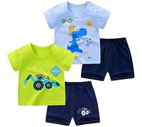 NautySaurs Ensemble t-shirt à manches courtes et short pour garçon, tout-petit - Motif dinosaure - Pyjama court pour enfants de 1 à 6 ans, 02 - Set dinosaure, 4 ans