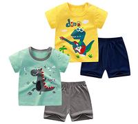 NautySaurs Ensemble t-shirt à manches courtes et short pour garçon, tout-petit - Motif dinosaure - Pyjama court pour enfants de 1 à 6 ans, 03 - Set dinosaure, 2 ans