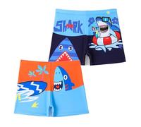 NautySaurs Lot de 2 shorts de bain pour garçons de 2 à 11 ans pour grands garçons - Dinosaures, Requin : orange + bleu marine, 7- 9 ans
