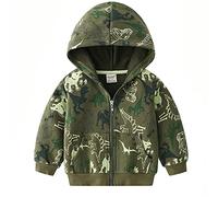 NautySaurs Sweat à capuche zippé dinosaure pour garçon, Vert C, 4 ans