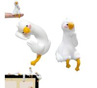 NAUXIU 2/4 PCS Mini Resin Goose Figurine, Tiny Cute Goose Statues for Office Desk,3D Craft Tiny Animal Figurine, Funny Monitor Decor,for Office Desk, Car Dashboard, Indoor Festival Decor-B||2PCS