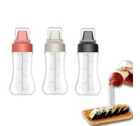 NAUXIU Measurable Condiment Squeeze Bottle,5 Holes Condiment Squeeze Spray Bottle,Plastic Squeeze Bottles, Sauce Bottles with Cap,Ketchup Squeeze Bottles with Scale for Ketchup BBQ Sauces Syrup Oil