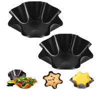 NAUXIU Petal Shape Carbon Steel Baking Bowl,Salad Bowl Non-Stick Carbon Steel,Tortilla Pan Set Salad Bowl,Petal Shaped Baking Bowl,Heat Resistant Flower Baking Molds,Flower-Shaped Baking Mold Tool