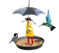 NAUXIU Umbrella Girl Bird Feeder,Bird Feeder Metal Hanging Chain Girl and Umbrella Bird Feeder,Hanging Bird Feeders,Hanging Bird Feeder for Outside Yard Garden Decoration,Bird Lover Gifts