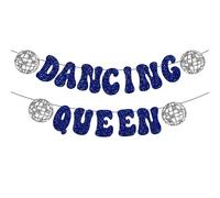 NAUZE Bannière de fête Dancing Queen à paillettes avec boules disco - Bannière western cowgirl enterrement de vie de jeune fille - Fournitures de décoration pour homme et femme