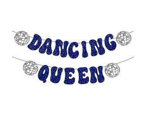 NAUZE Bannière de fête Dancing Queen à paillettes avec boules disco - Bannière western cowgirl enterrement de vie de jeune fille - Fournitures de décoration pour homme et femme