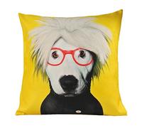 NAVA - Housse de coussin, motif chien, style Pop Art, couleur Jaune