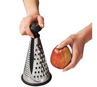 NAVA MISTY Râpe conique ronde en acier antidérapant avec 3 surfaces de râpe pour légumes, fruits, fromage, Argenté