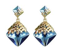 Navachi 750 Métal de base plaqué or 18 ct Carré Bleu Oxyde de Zirconium