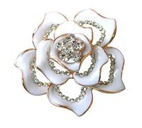 Navachi Broche en forme de fleur en émail plaqué or 18 carats, blanc, L